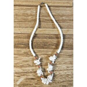 Puka Gem Red Hawaiian Natural Curled Shell Chip Necklace  Barrel Fastener 7.5"